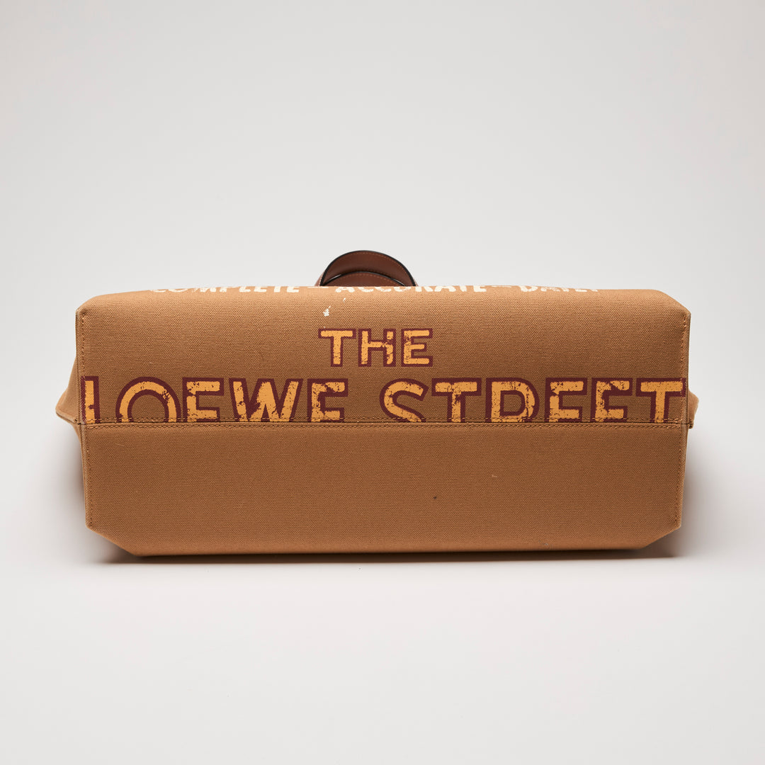 Loewe Tan Canvas & Leather Street Journal T Shopper Tote Bag