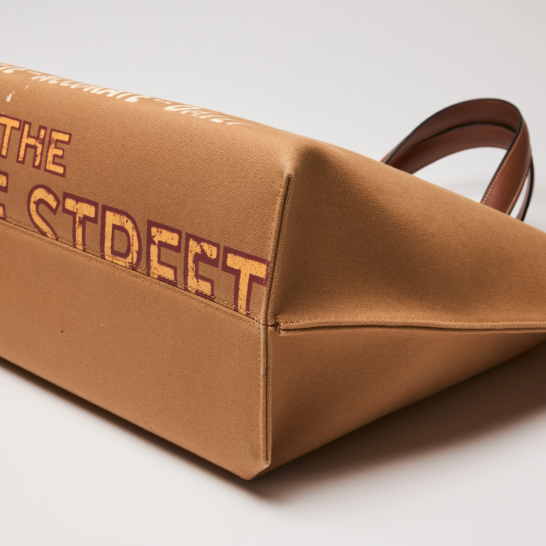 Loewe Tan Canvas & Leather Street Journal T Shopper Tote Bag