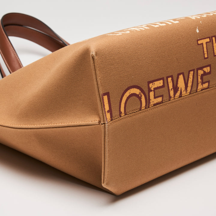 Loewe Tan Canvas & Leather Street Journal T Shopper Tote Bag