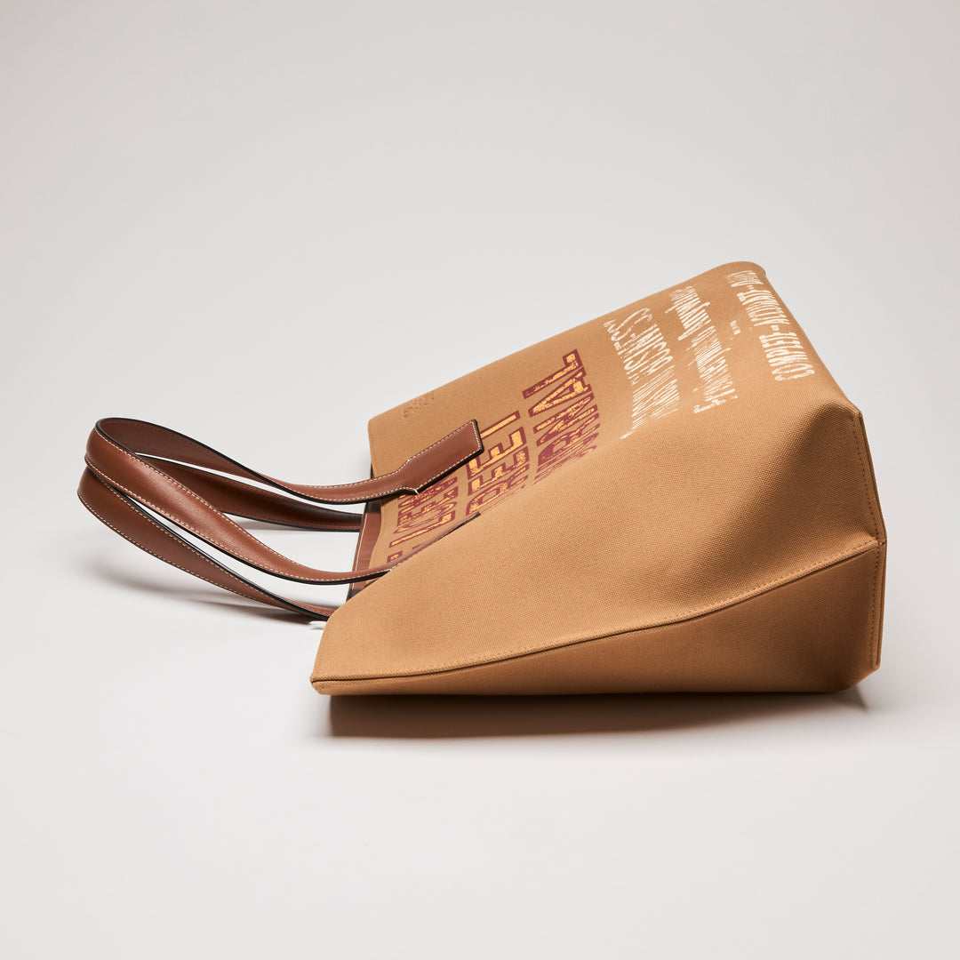 Loewe Tan Canvas & Leather Street Journal T Shopper Tote Bag