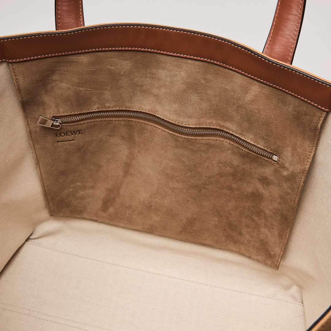 Loewe Tan Canvas & Leather Street Journal T Shopper Tote Bag