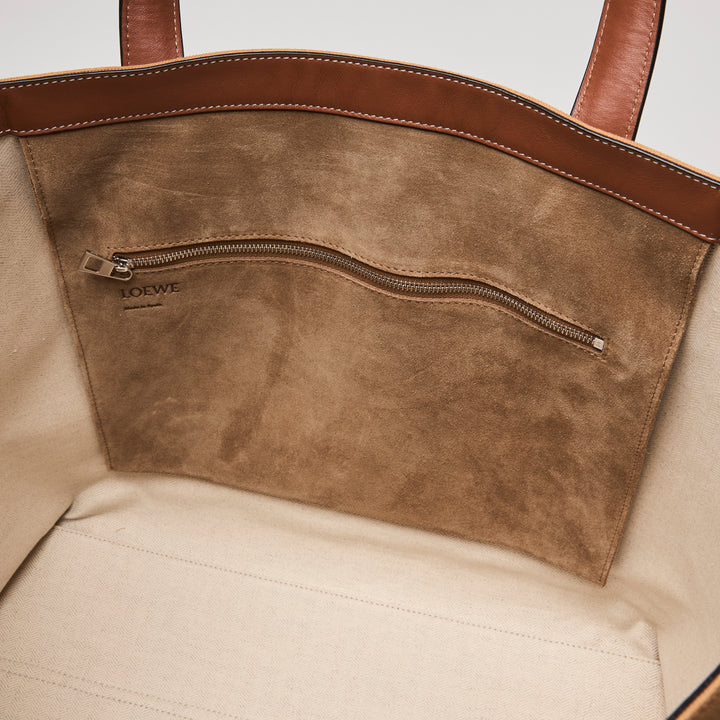 Loewe Tan Canvas & Leather Street Journal T Shopper Tote Bag