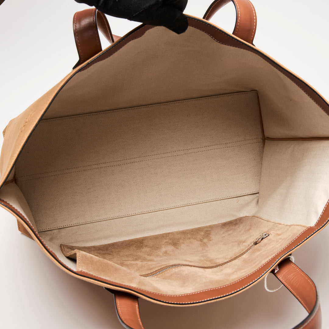 Loewe Tan Canvas & Leather Street Journal T Shopper Tote Bag