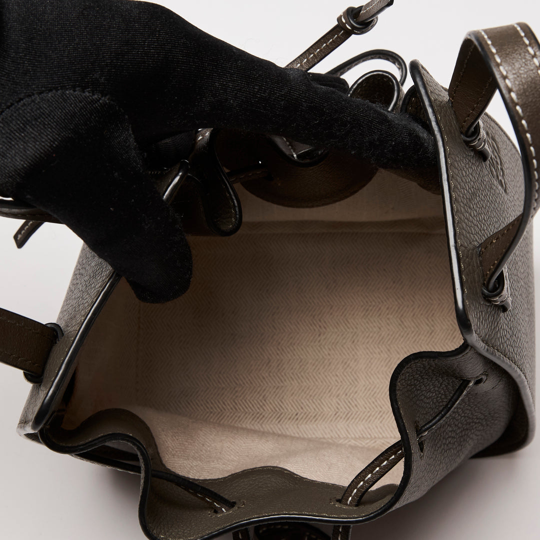 Loewe Khaki Green Grained Calfskin Leather Mini Hammock Bag