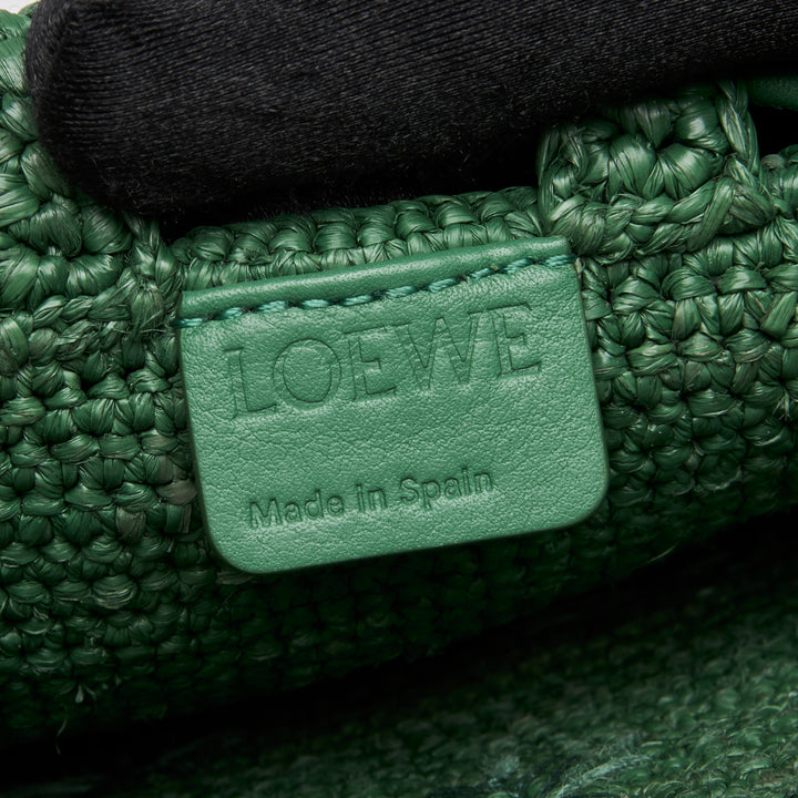 Loewe x Paula Ibiza Green Raffia & Calfskin Leather Drawstring Pocket Bag