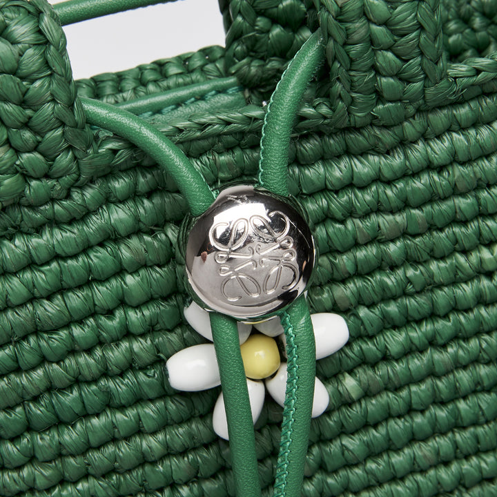 Loewe x Paula Ibiza Green Raffia & Calfskin Leather Drawstring Pocket Bag