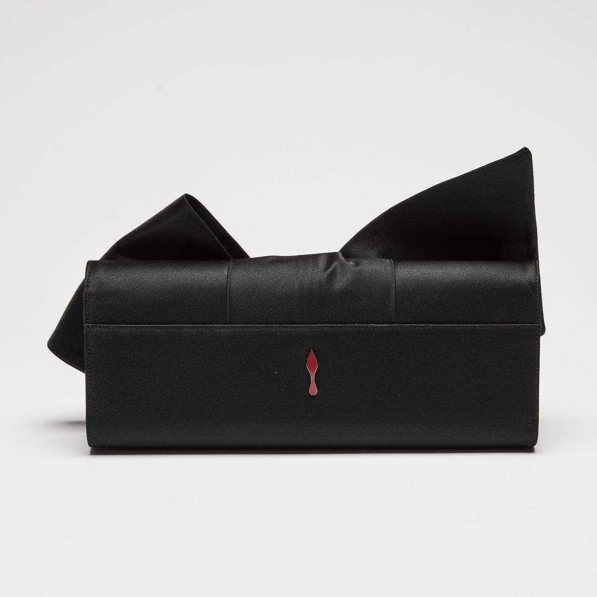Christian Louboutin Black Satin Bow Clutch