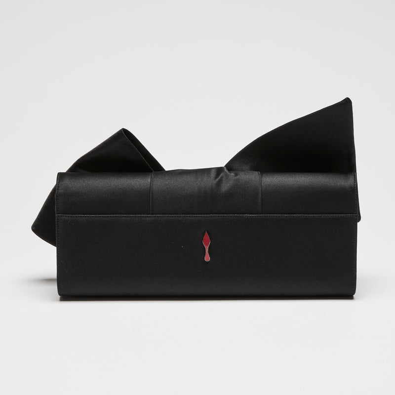 Christian Louboutin Black Satin Bow Clutch