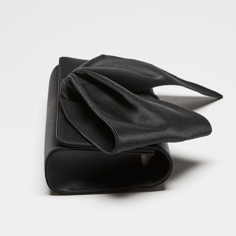 Christian Louboutin Black Satin Bow Clutch