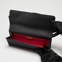 Christian Louboutin Black Satin Bow Clutch