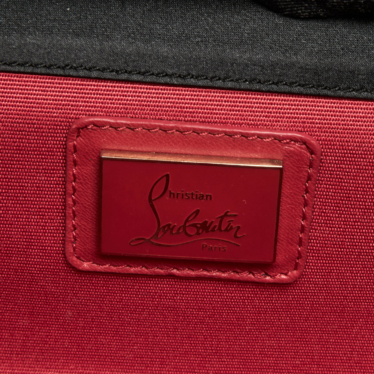 Christian Louboutin Black Satin Bow Clutch