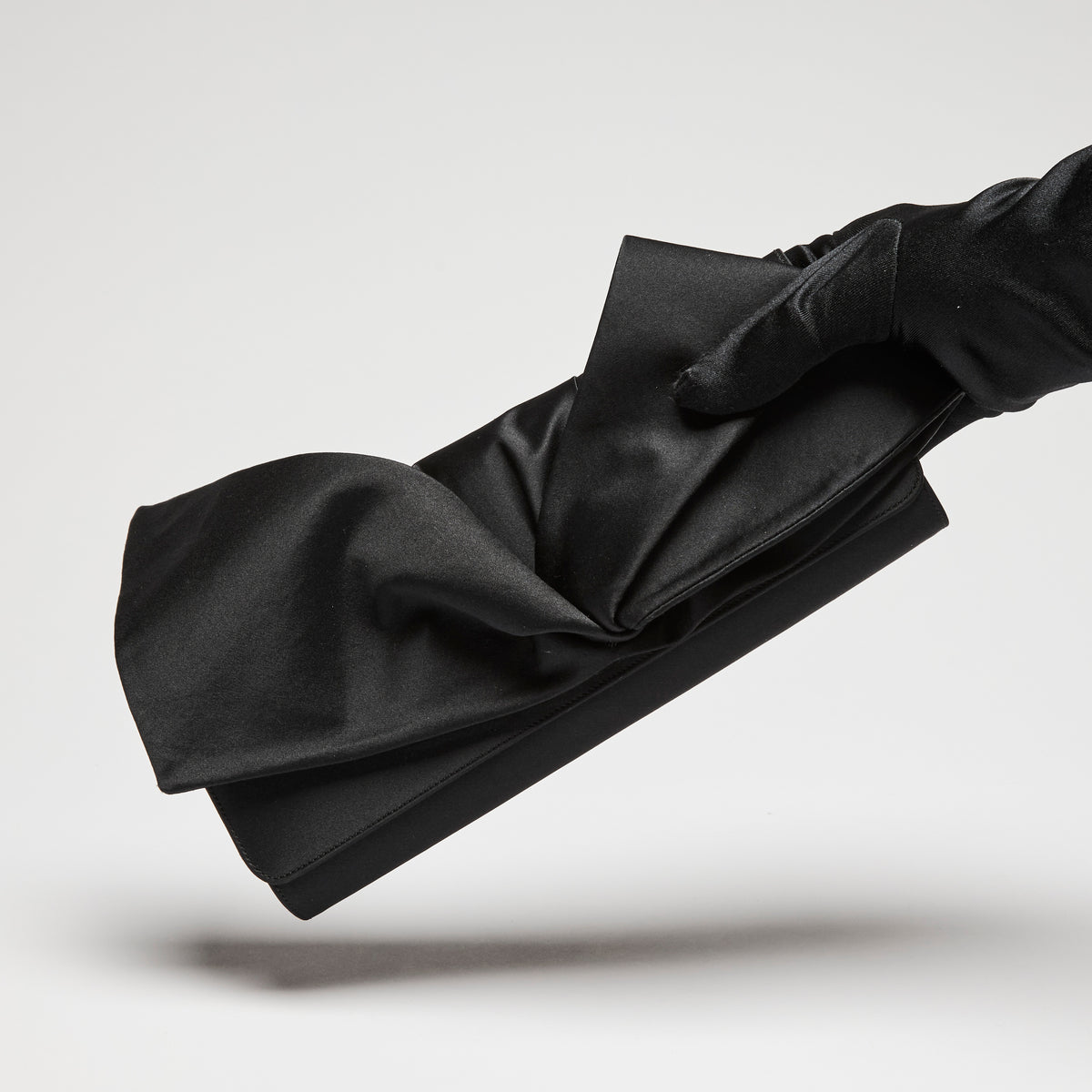 Christian Louboutin Black Satin Bow Clutch