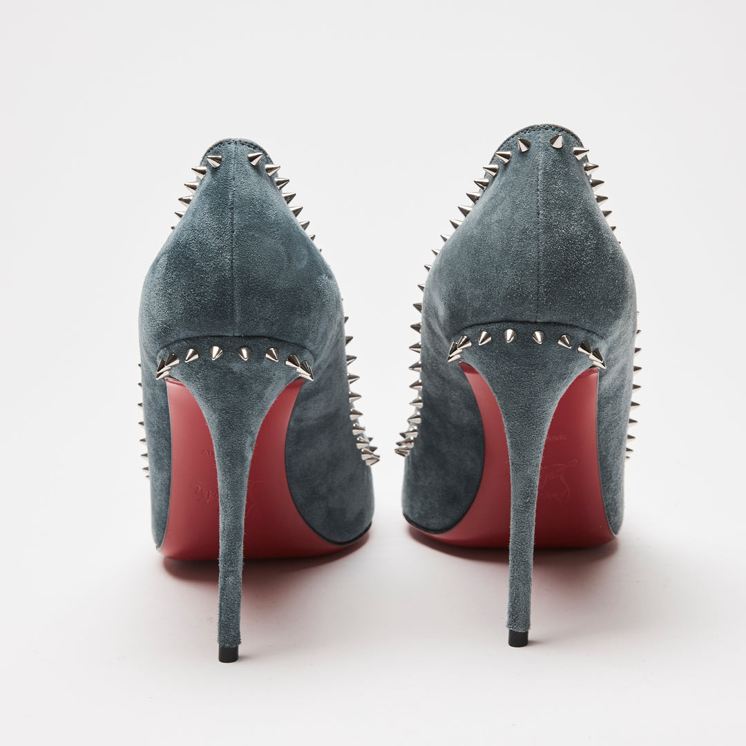 Christian Louboutin Blue Suede Anjalina Spiked Pumps Size 37
