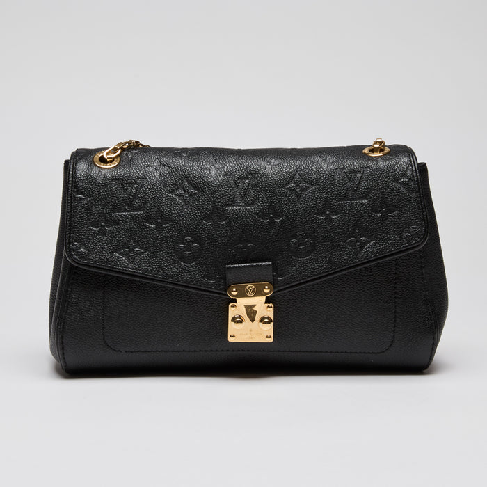 Pre-Loved Louis Vuitton Empreinte Black Leather Shoulder Chain Flap Bag  (Front)