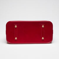 Pre-Loved Large Monogram Embossed Red Patent Leather Half Dome Shaped Top Handle Bag.  (bottom)