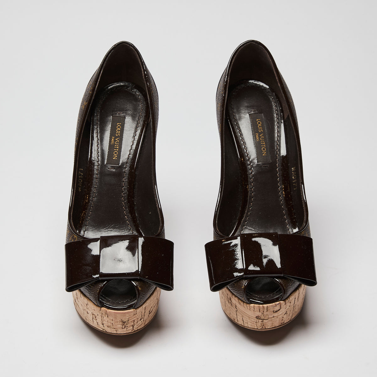 Louis Vuitton Rivoli Cork Platform Peep Toe Sandals Size 34.5