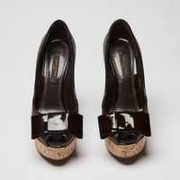 Louis Vuitton Rivoli Cork Platform Peep Toe Sandals Size 34.5