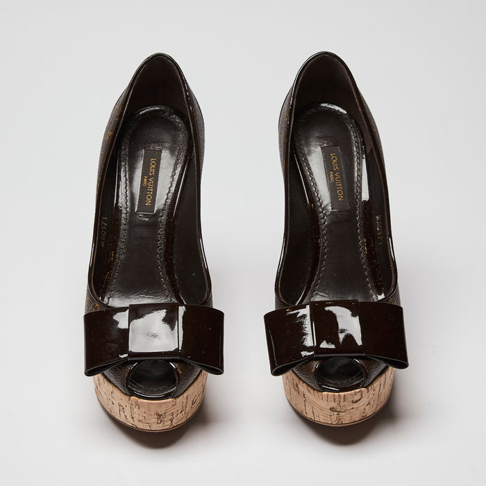 Louis Vuitton Rivoli Cork Platform Peep Toe Sandals Size 34.5