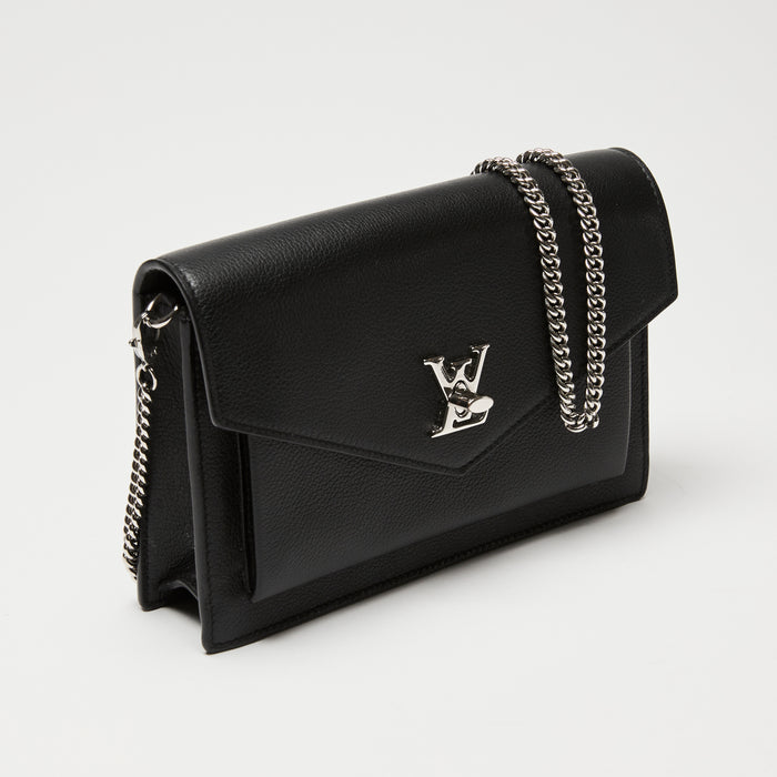 Louis Vuitton Black Calfskin Leather Mylockme Chain Pochette