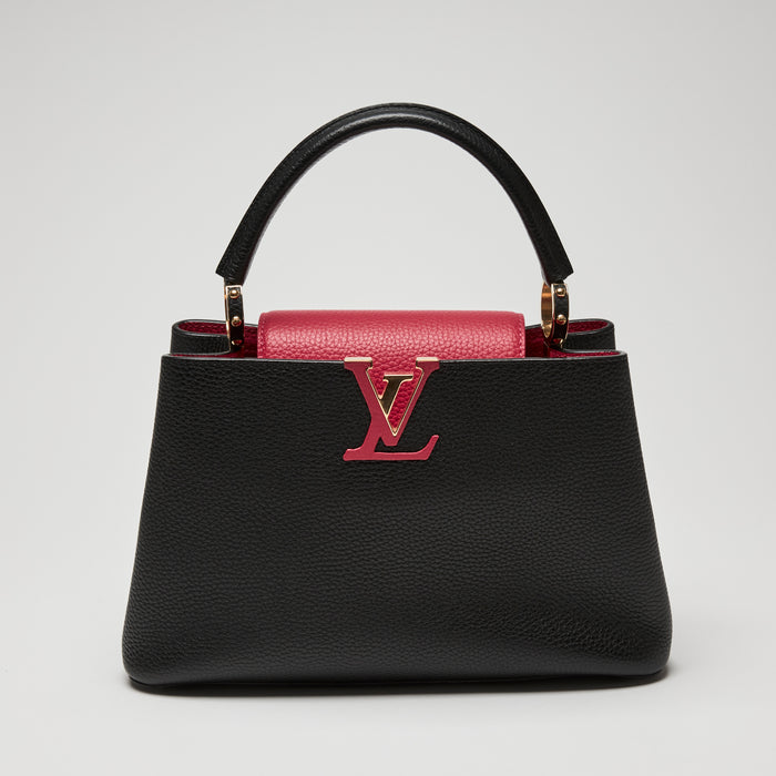 Louis Vuitton Two-Tone Black & Pink Taurillon Leather Capucines MM