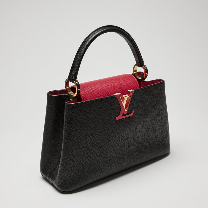 Louis Vuitton Two-Tone Black & Pink Taurillon Leather Capucines MM