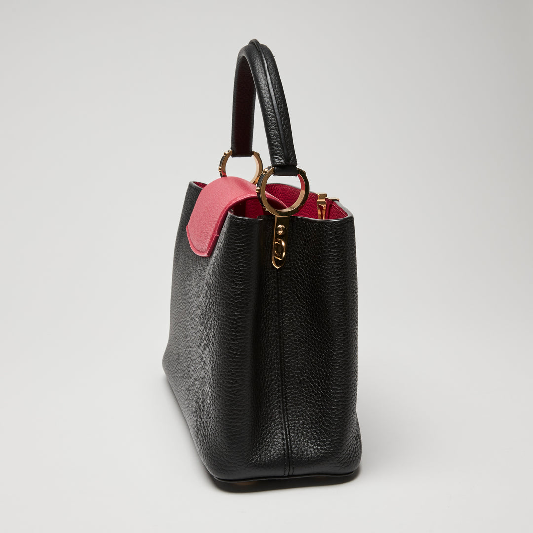 Louis Vuitton Two-Tone Black & Pink Taurillon Leather Capucines MM