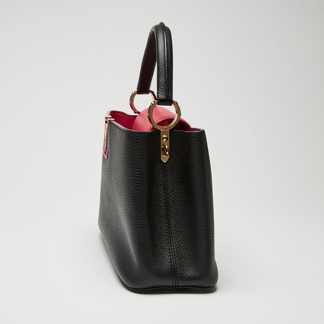 Louis Vuitton Two-Tone Black & Pink Taurillon Leather Capucines MM