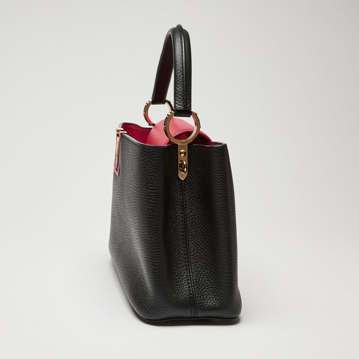 Louis Vuitton Two-Tone Black & Pink Taurillon Leather Capucines MM