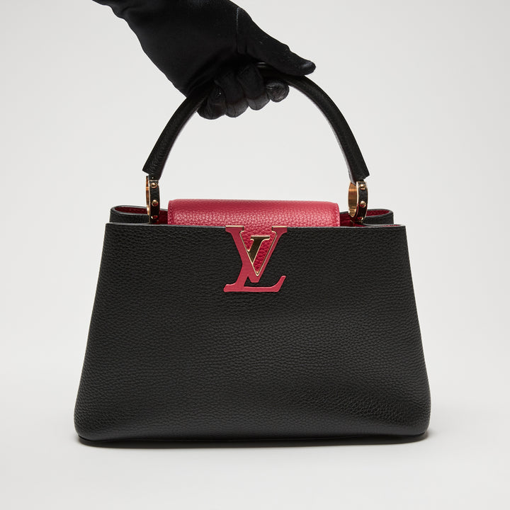 Louis Vuitton Two-Tone Black & Pink Taurillon Leather Capucines MM