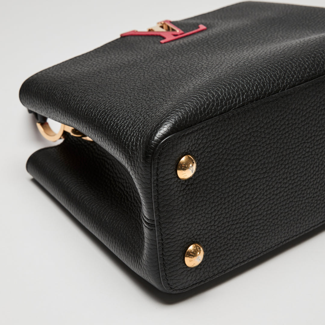Louis Vuitton Two-Tone Black & Pink Taurillon Leather Capucines MM