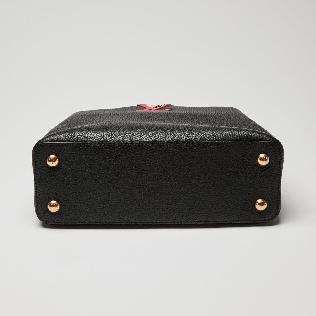 Louis Vuitton Two-Tone Black & Pink Taurillon Leather Capucines MM
