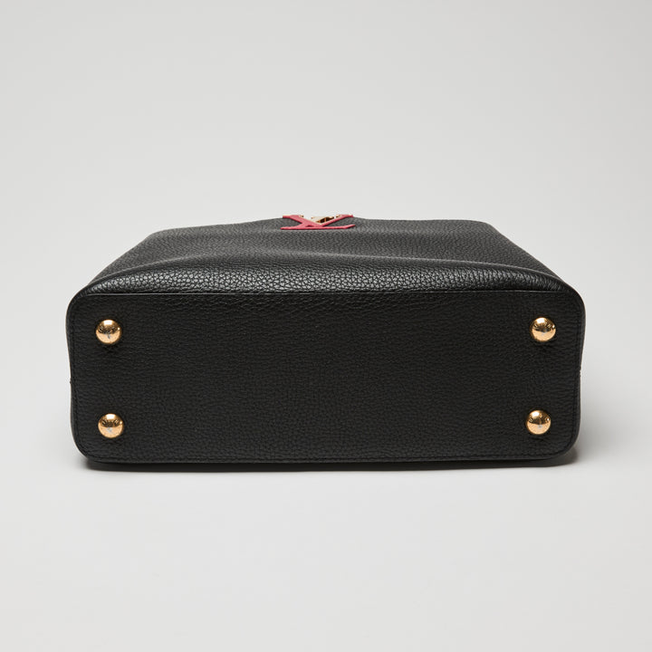 Louis Vuitton Two-Tone Black & Pink Taurillon Leather Capucines MM