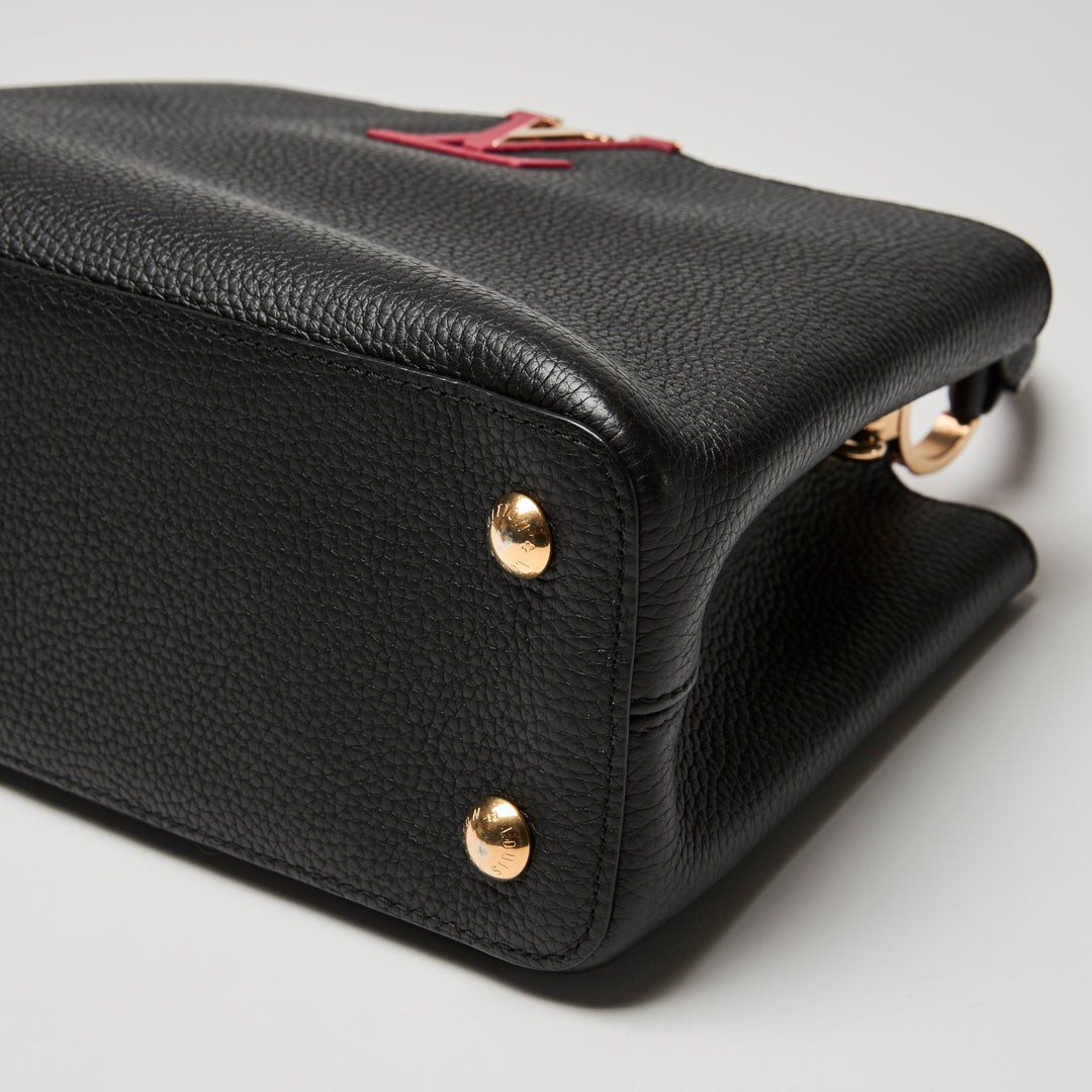 Louis Vuitton Two-Tone Black & Pink Taurillon Leather Capucines MM
