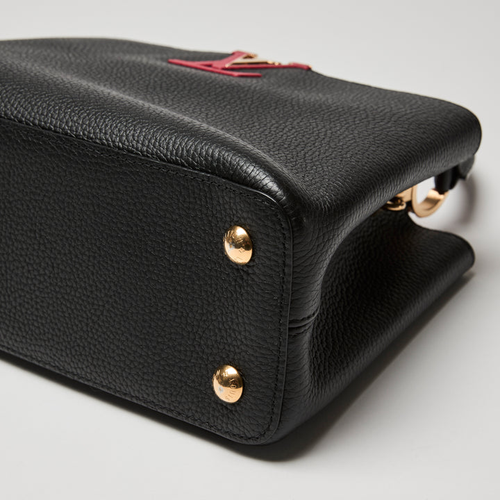 Louis Vuitton Two-Tone Black & Pink Taurillon Leather Capucines MM