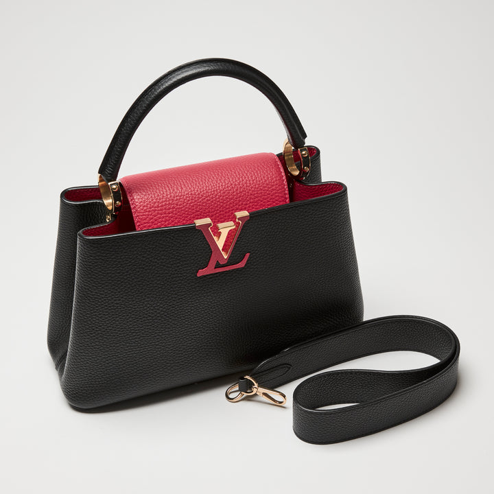 Louis Vuitton Two-Tone Black & Pink Taurillon Leather Capucines MM