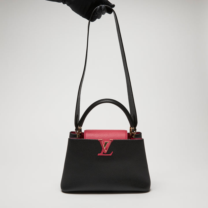 Louis Vuitton Two-Tone Black & Pink Taurillon Leather Capucines MM