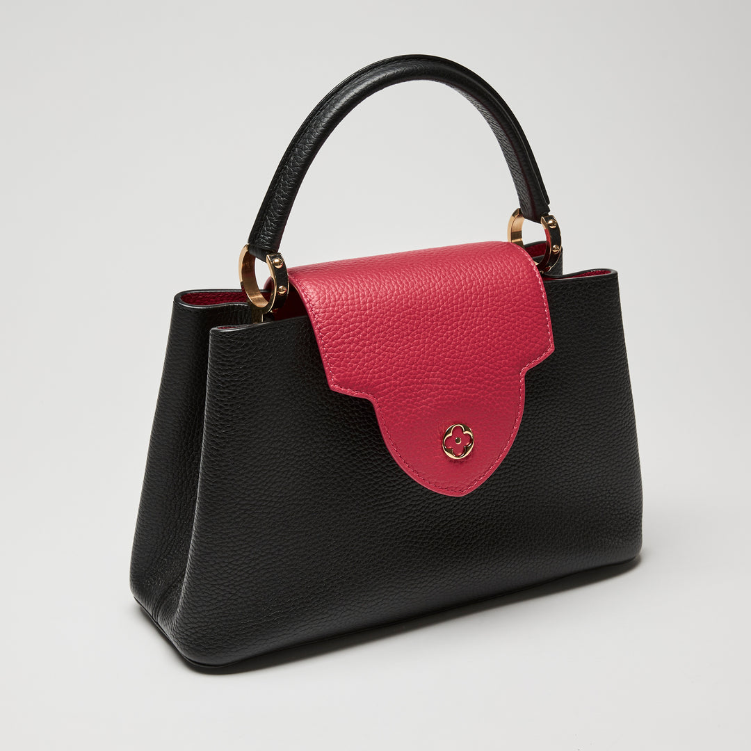 Louis Vuitton Two-Tone Black & Pink Taurillon Leather Capucines MM