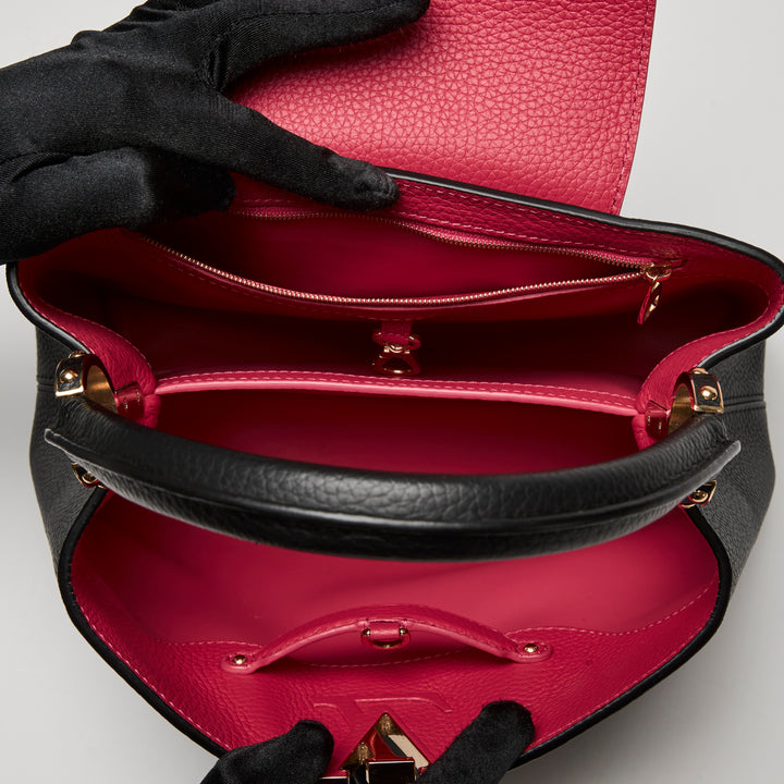 Louis Vuitton Two-Tone Black & Pink Taurillon Leather Capucines MM