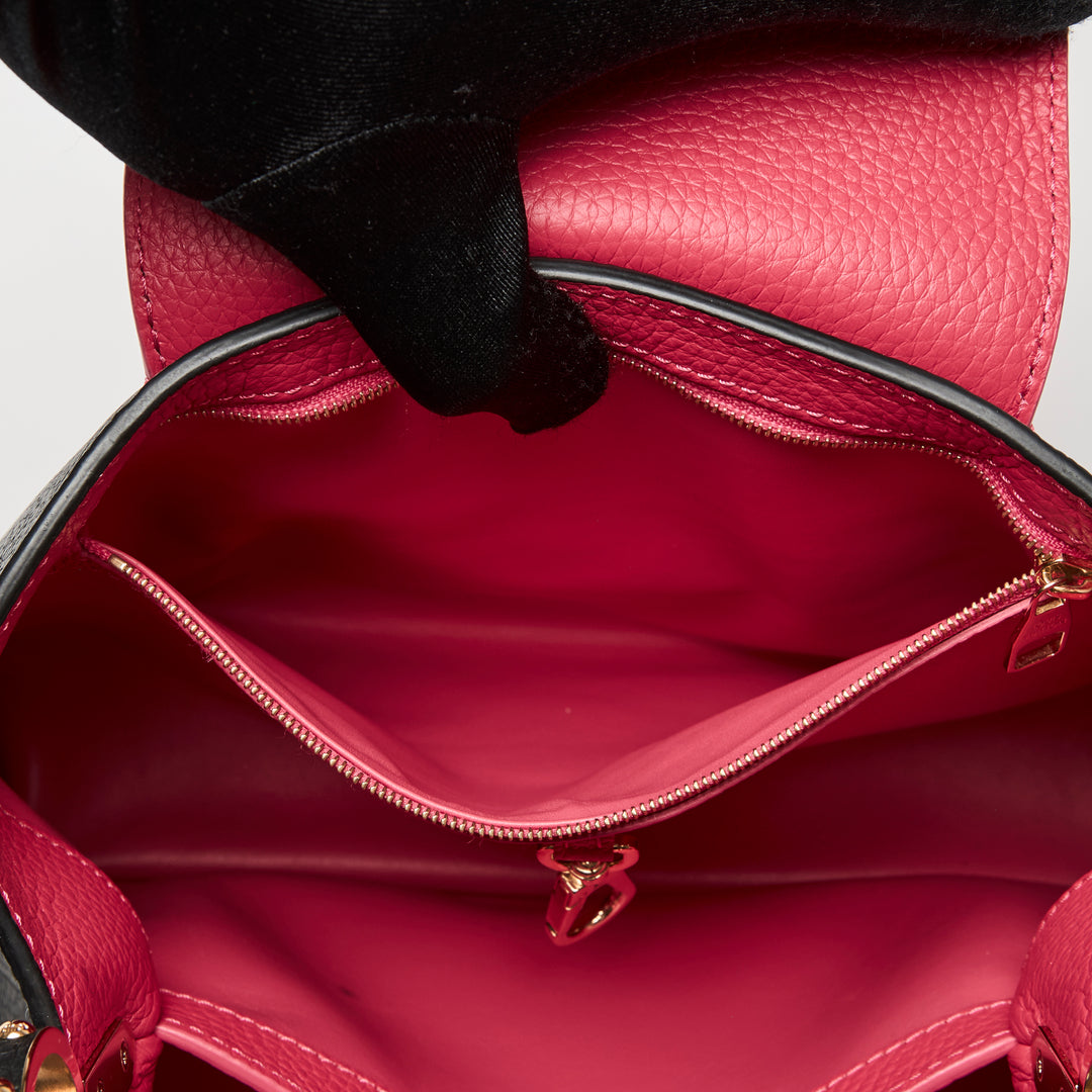 Louis Vuitton Two-Tone Black & Pink Taurillon Leather Capucines MM