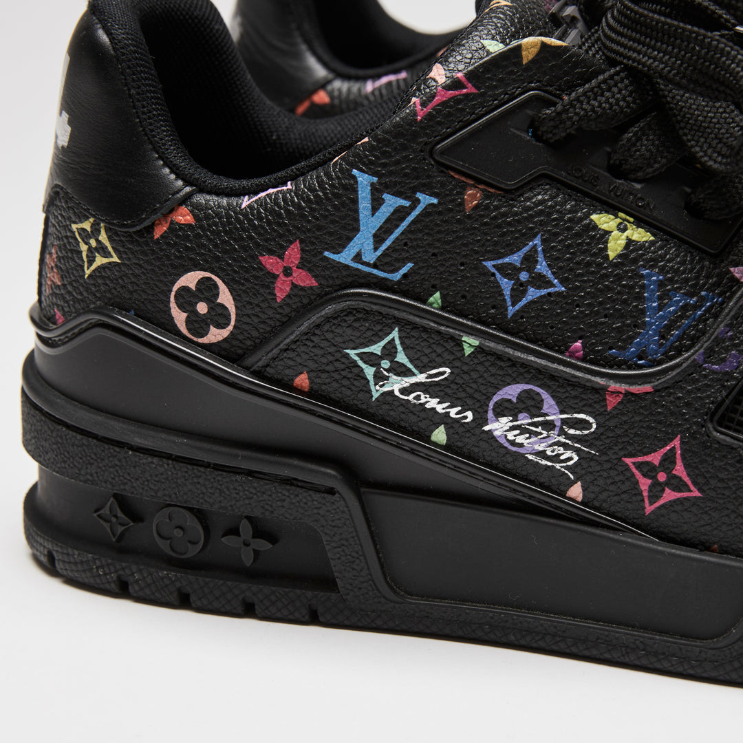Louis Vuitton x Takashi Murakami Black Multicolour Monogram Calf Leather Sneakers Size 36.5