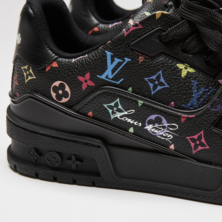 Louis Vuitton x Takashi Murakami Black Multicolour Monogram Calf Leather Sneakers Size 36.5