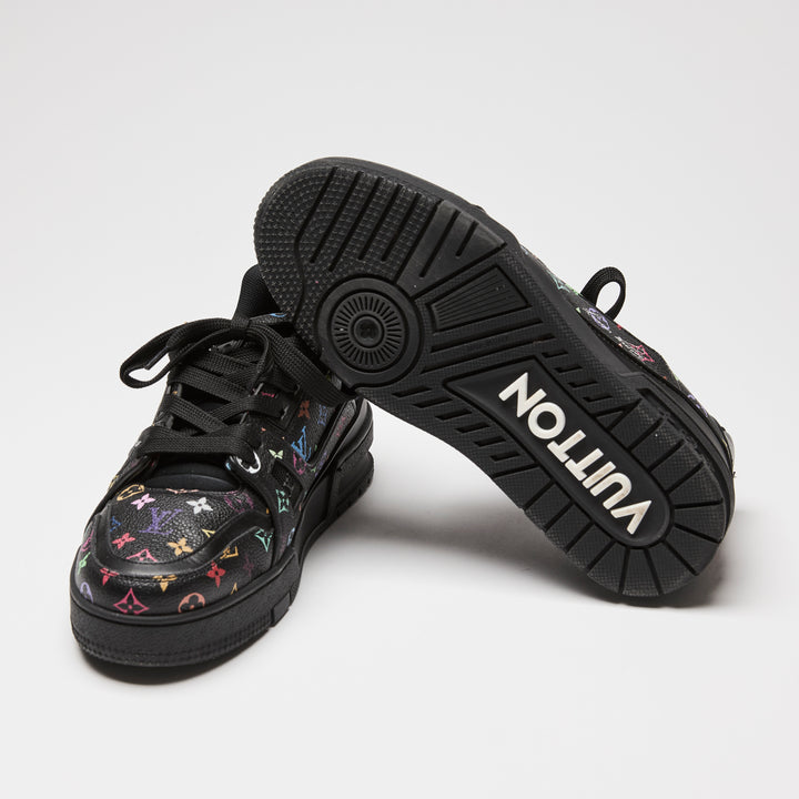 Louis Vuitton x Takashi Murakami Black Multicolour Monogram Calf Leather Sneakers Size 36.5