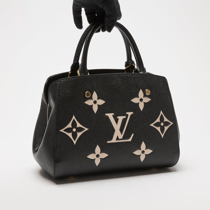 Louis Vuitton Black & Beige Monogram Empreinte Leather Montaigne BB Bag
