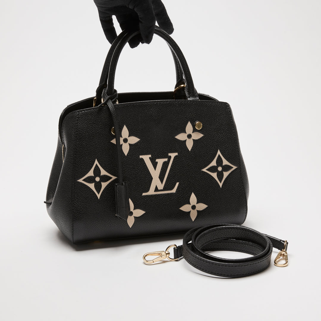 Louis Vuitton Black & Beige Monogram Empreinte Leather Montaigne BB Bag