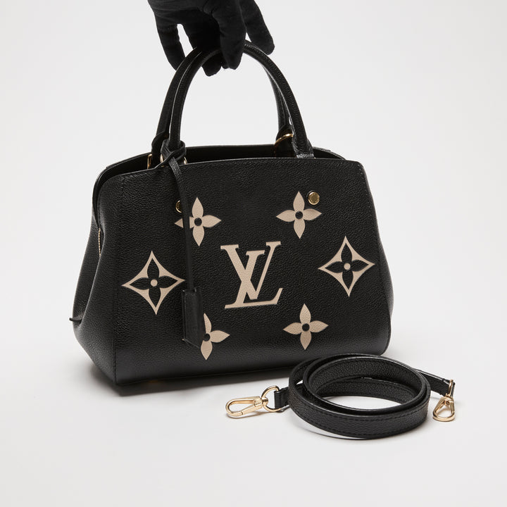 Louis Vuitton Black & Beige Monogram Empreinte Leather Montaigne BB Bag