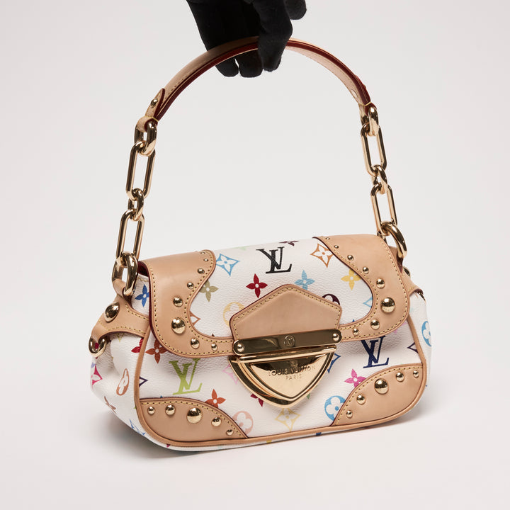 Louis Vuitton x Takashi Murakami Vintage White Multicolour Monogram Canvas Marilyn Shoulder Bag