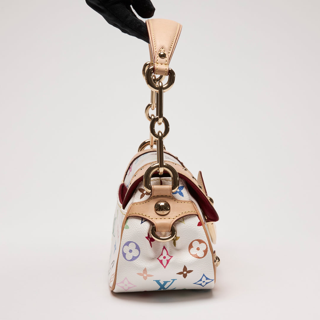 Louis Vuitton x Takashi Murakami Vintage White Multicolour Monogram Canvas Marilyn Shoulder Bag