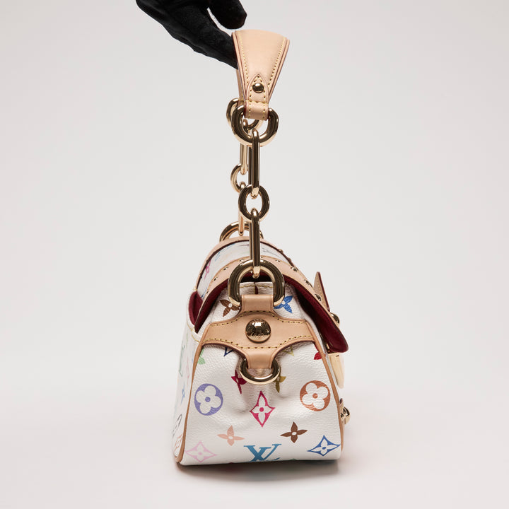 Louis Vuitton x Takashi Murakami Vintage White Multicolour Monogram Canvas Marilyn Shoulder Bag