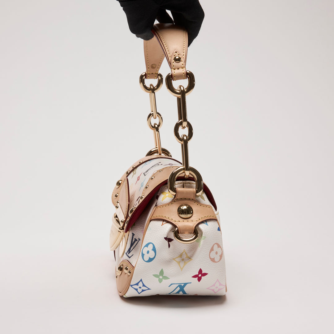 Louis Vuitton x Takashi Murakami Vintage White Multicolour Monogram Canvas Marilyn Shoulder Bag