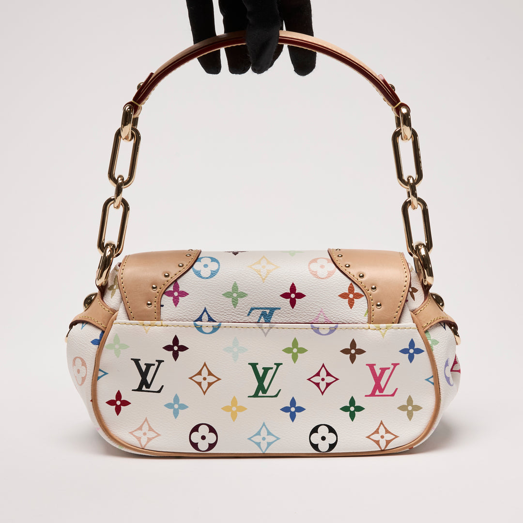 Louis Vuitton x Takashi Murakami Vintage White Multicolour Monogram Canvas Marilyn Shoulder Bag